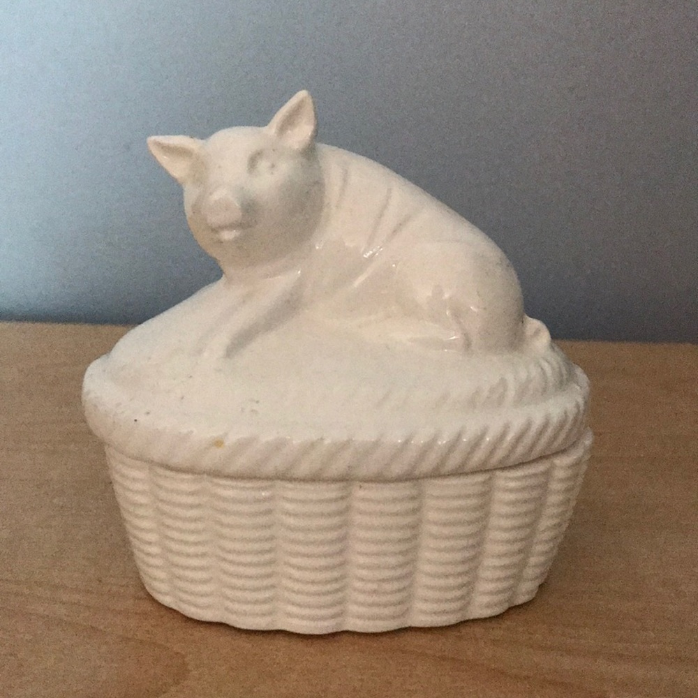 Vintage Pig Lidded Ceramic Trinket Dish GUC